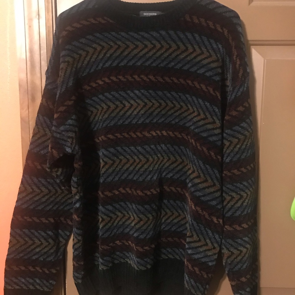 Vtg Dockers Chenille Oversized Pullover Sweater